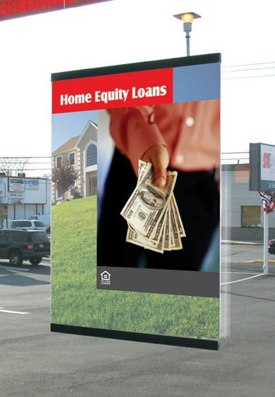 Ceiling Hung Poster Holder with Black Accents