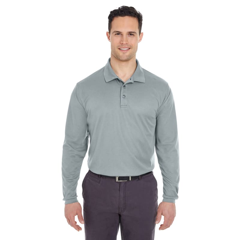 UltraClub Adult Cool & Dry Long-Sleeve Mesh Piqué Polo 6