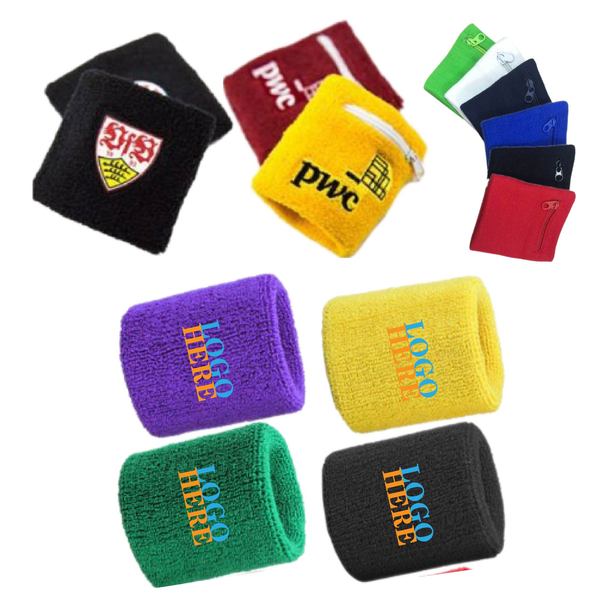 Full Color Wrist Wallet (Wristlet) with Zip - Cotton Sweatband 1