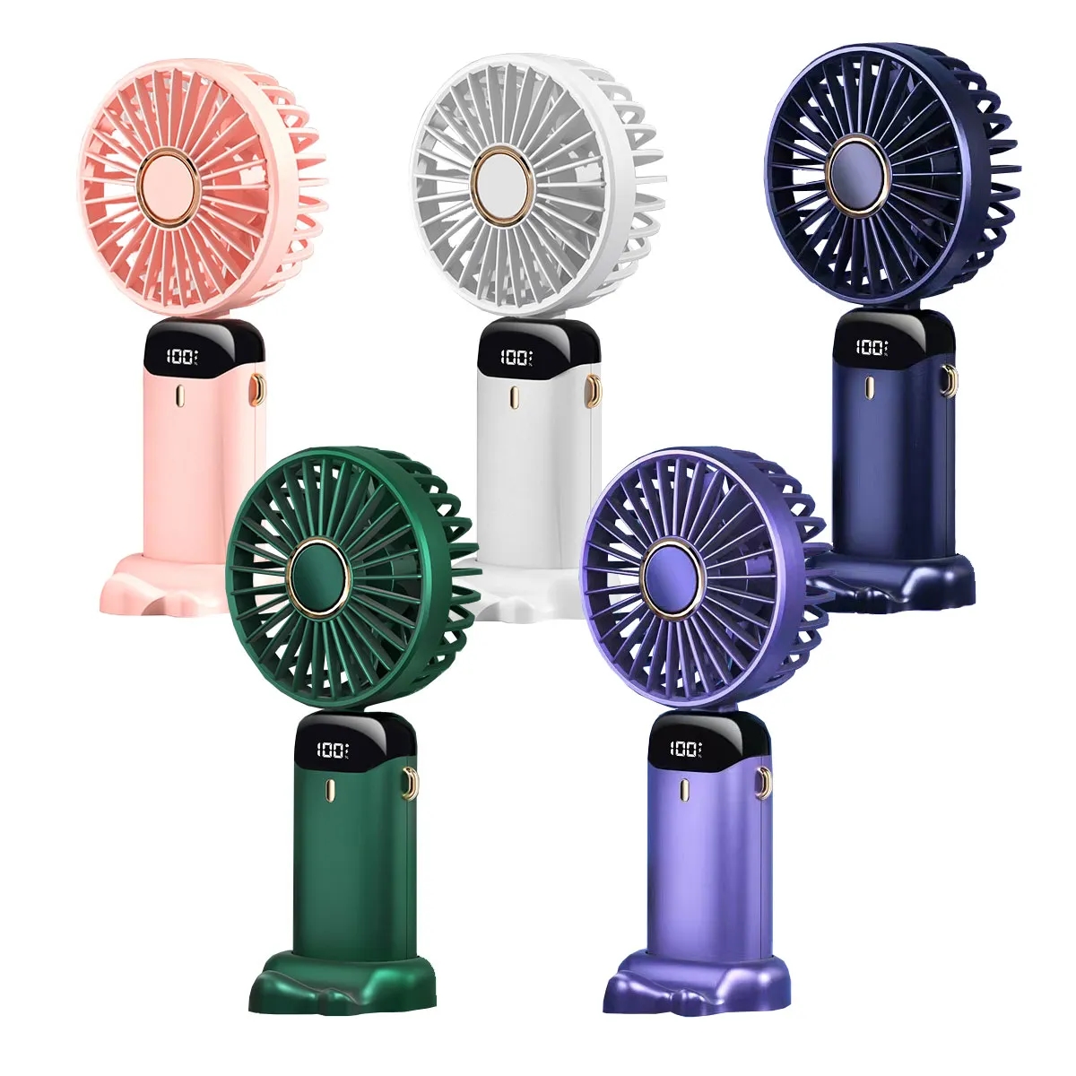 USB Rechargeable with LED Display Portable Handheld Fan 5