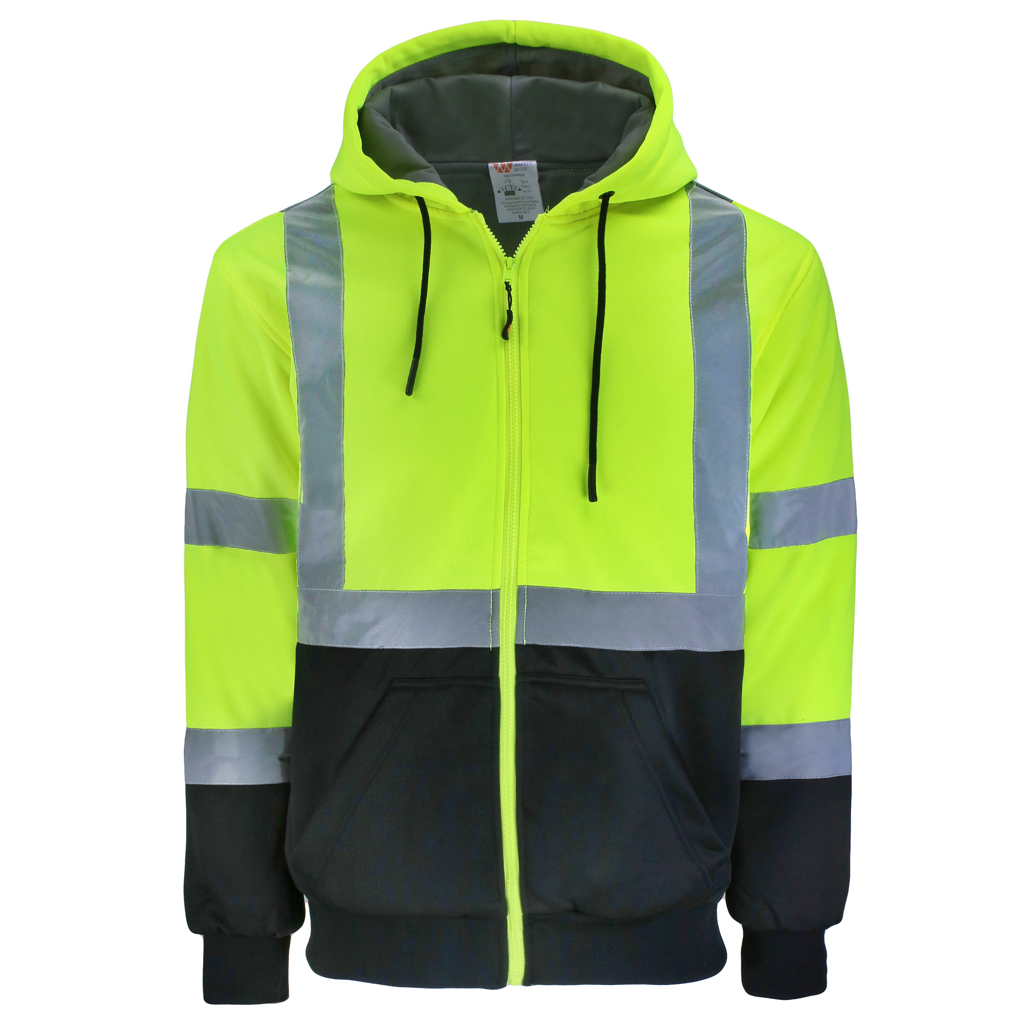 Safety Brite Class 3 Hi Vis Full Zip Heavy Weight Sweatshirt with Black Bottom, custom hoodie or sweatshirt with logo imprint 4