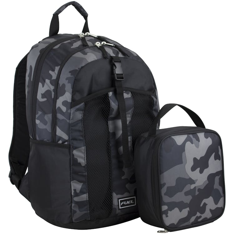 18" Backpack & Lunch Bag Sets - Black/Gray Camo 2