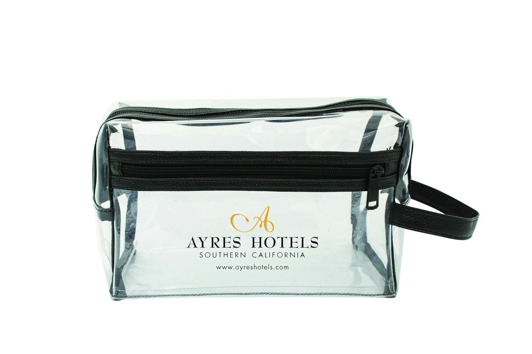 Clear Vinyl Toiletry Bag W/ Leatherette Accent 3