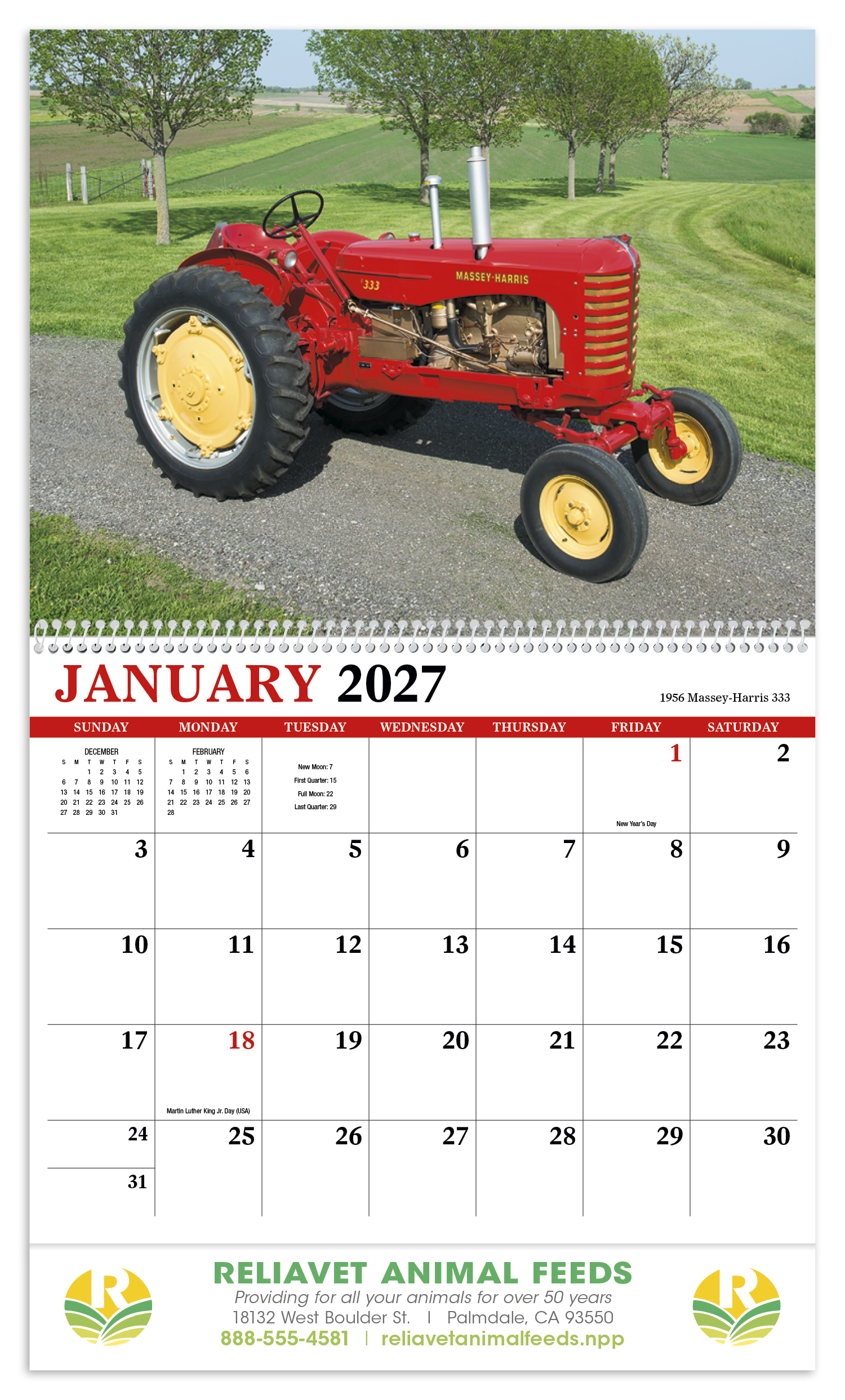 HotLine® Products Vintage Tractors Appointment Calendar - Spiral 65