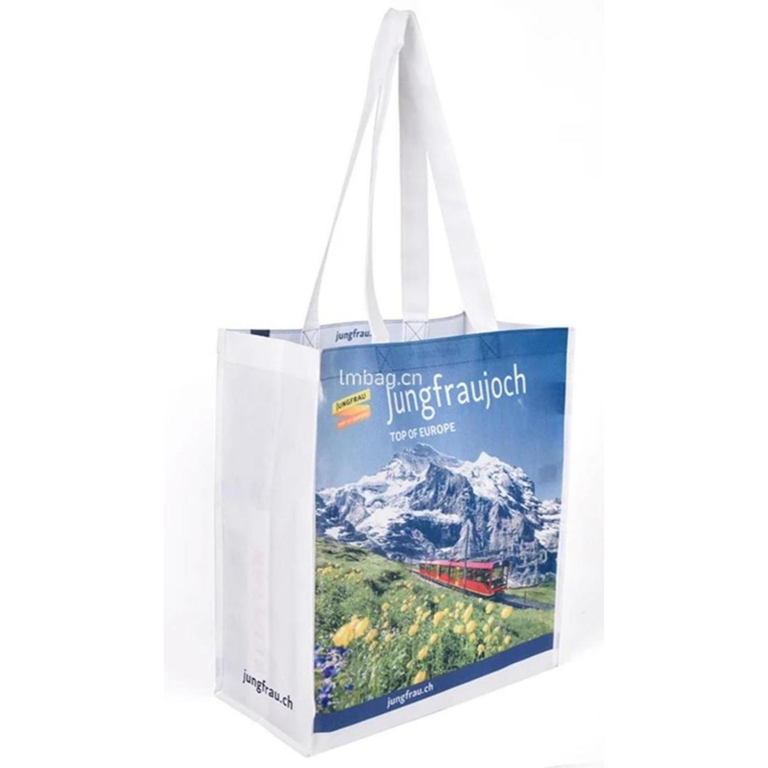 Sublimated PET Non-Woven Shopping Tote Bag w/ Gusset - 2 Sided (12" x 13" x 8") 1