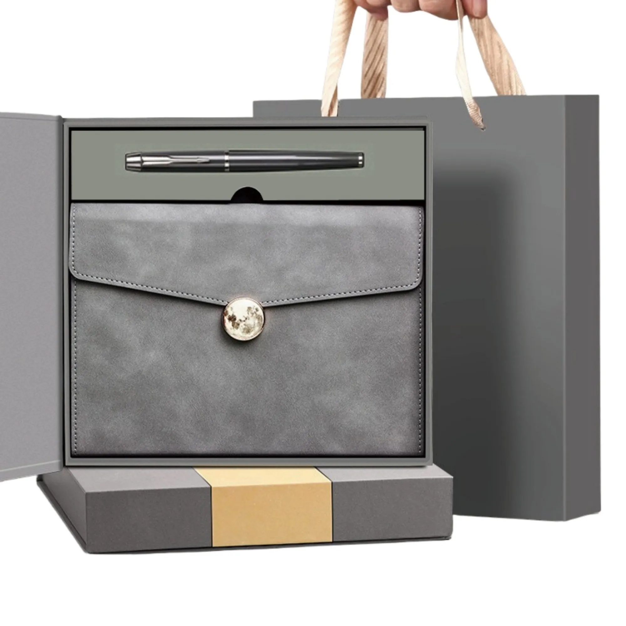 Deluxe Leather A5 Notebook And Pen Gift Set 4
