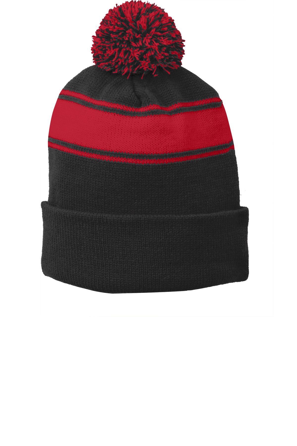 Sport-Tek Stripe Pom Pom Beanie. STC28 1