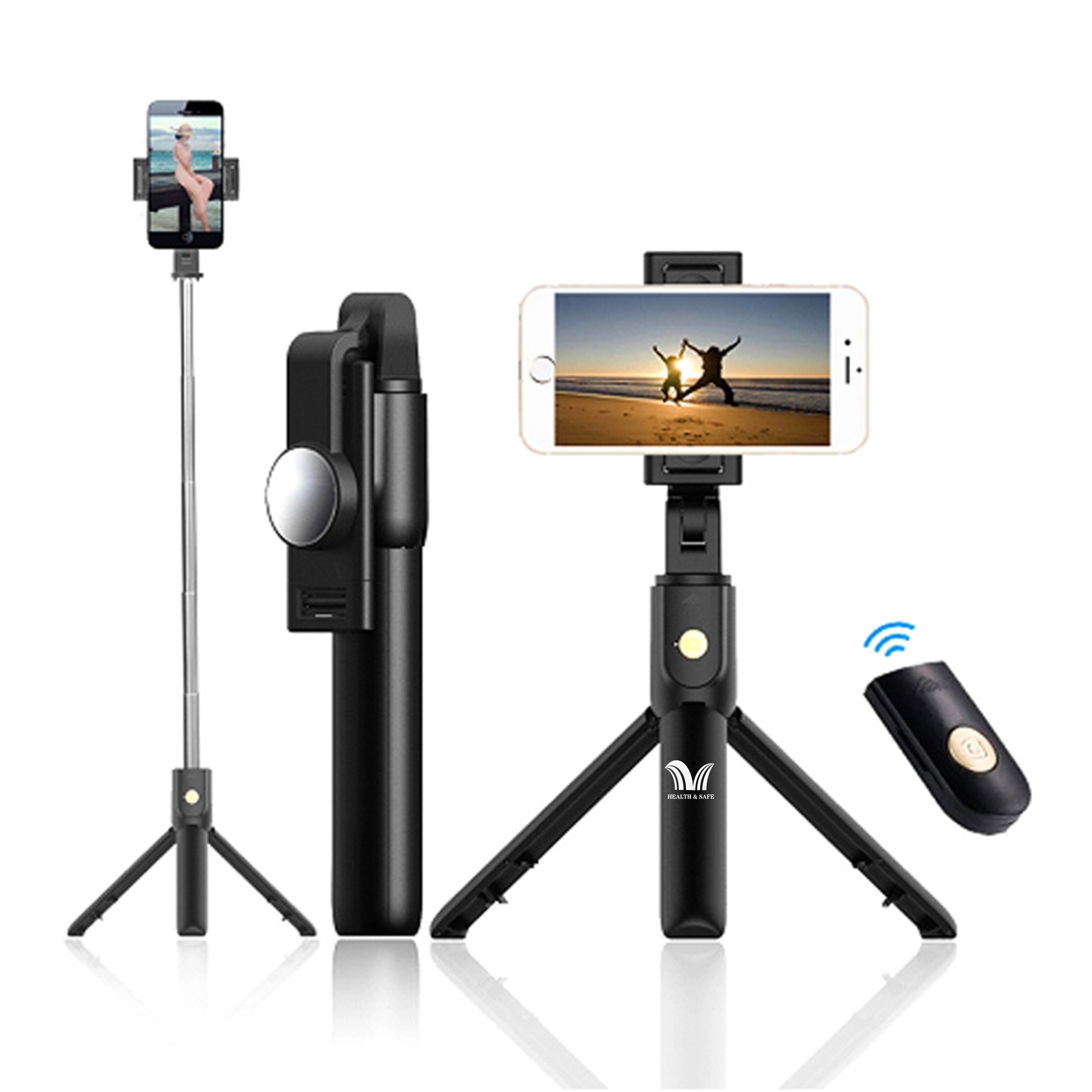 Selfie Stick Extendable Wireless Remote Tripod Stand 3