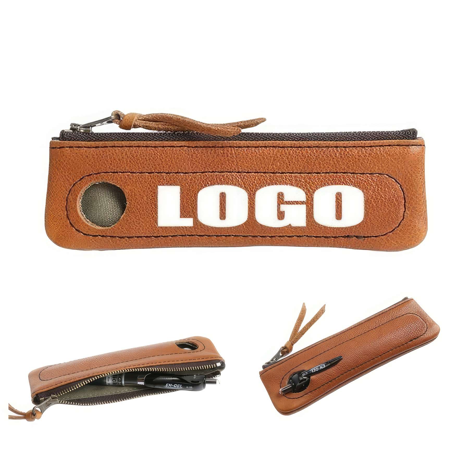 PU Leather Zippered School Student Pen Holder &Pencil Case 2