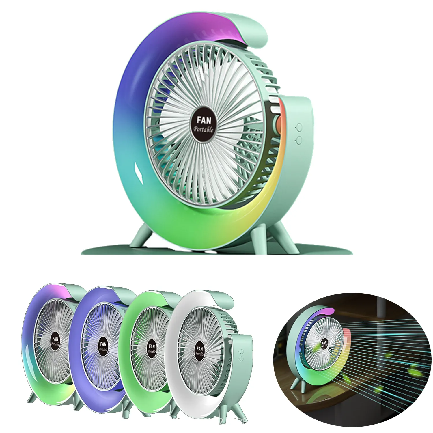 USB Color Running Lamp Electric Fan 2