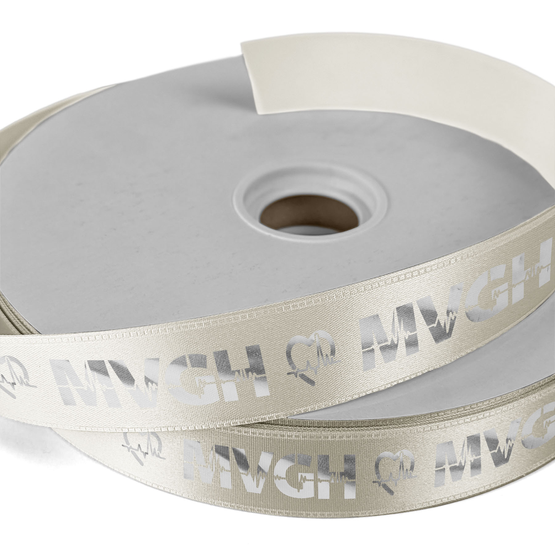 1" Badge Satin Ribbon - 100yd Roll - Foil Print 31