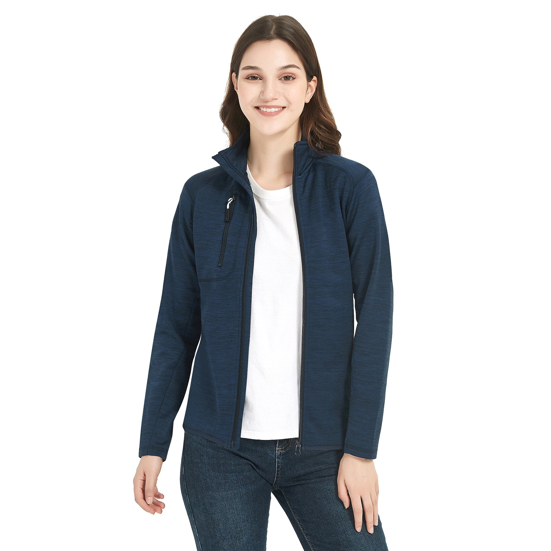 Women's Full Zip Sweater Fleece Jacket with Chest Pocket 6
