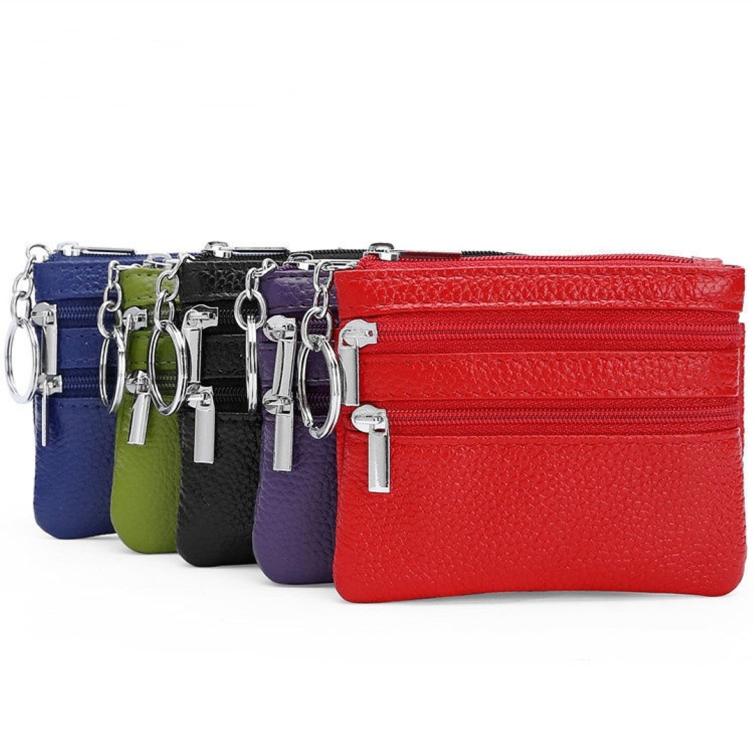 cowhide card money coin purses With Zipper Pocket 7