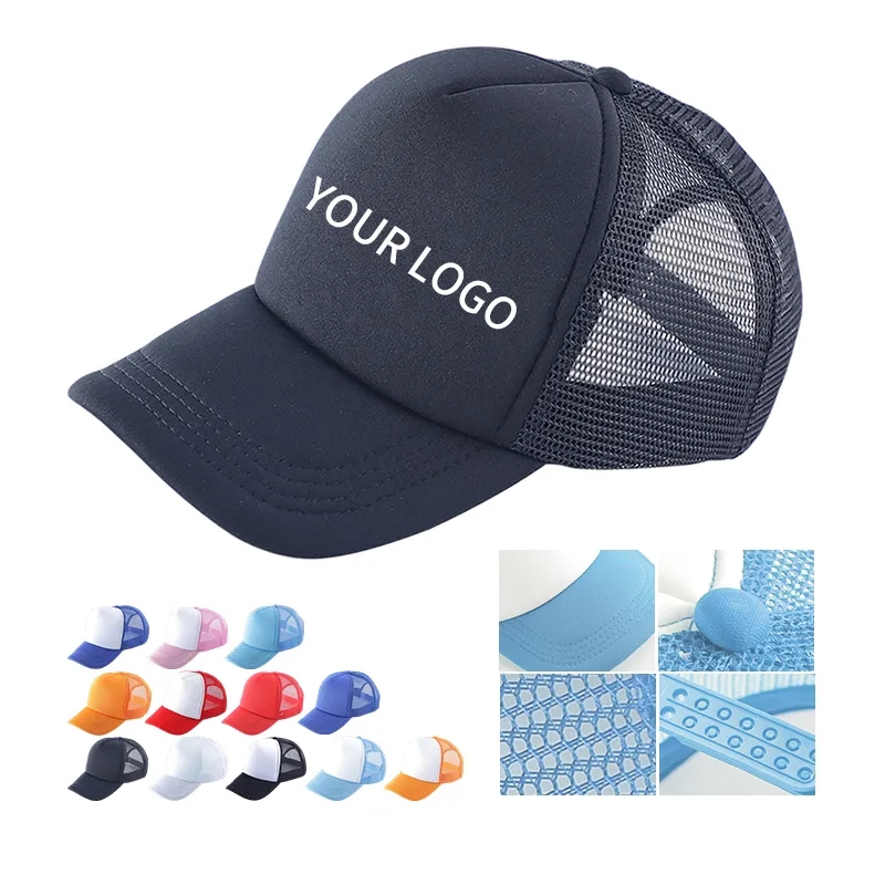 Embroidered Polyester Trucker Hat Mesh Back 14