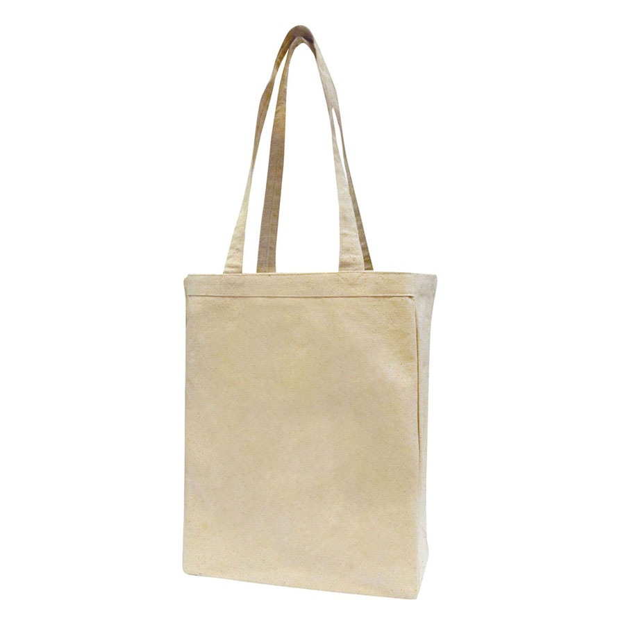 12 oz Cotton Canvas Book Tote Bag - 10"W x12"H x 3"D x 3