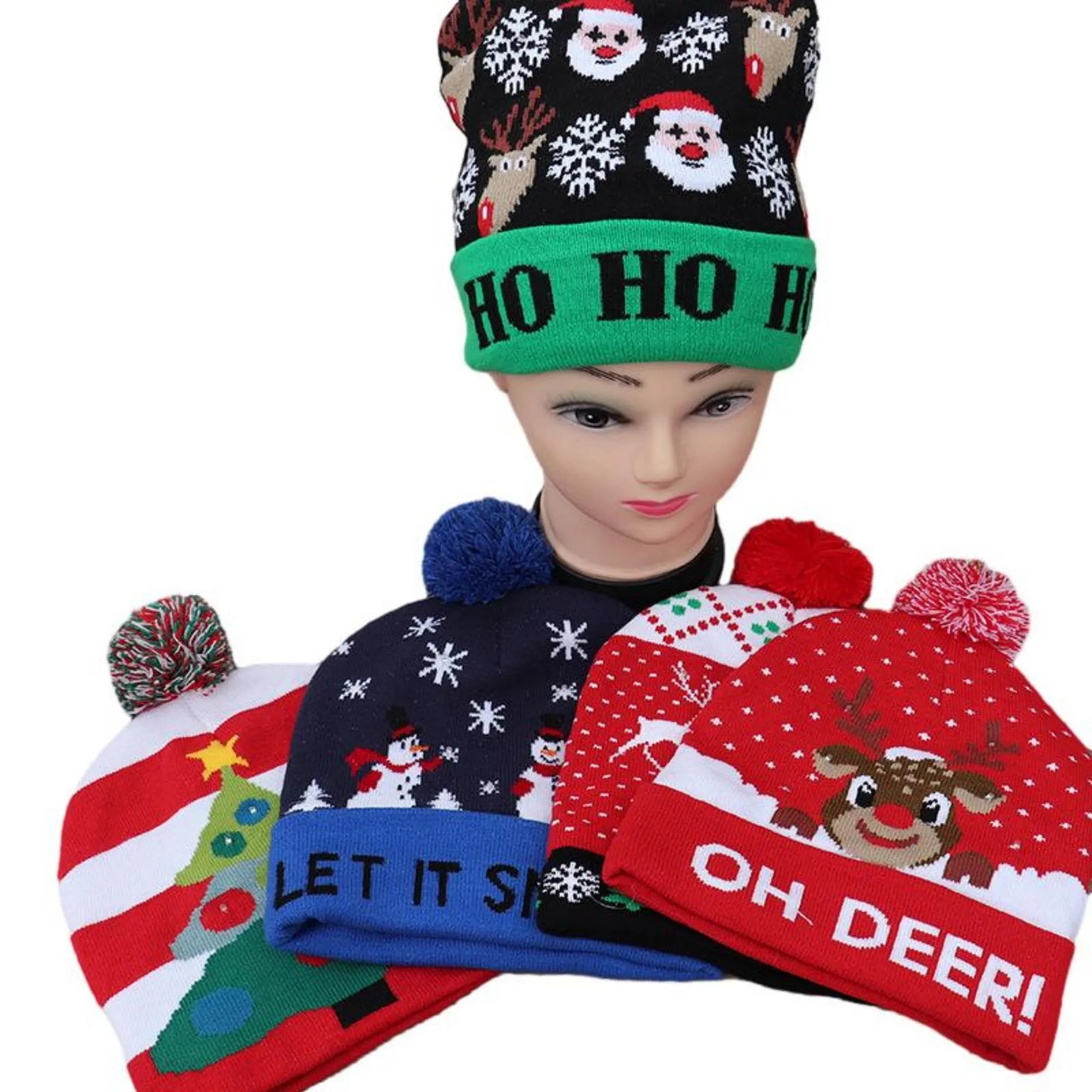 Birthday Christmas LED Lights Knitted Hat MOQ 100PCS 16