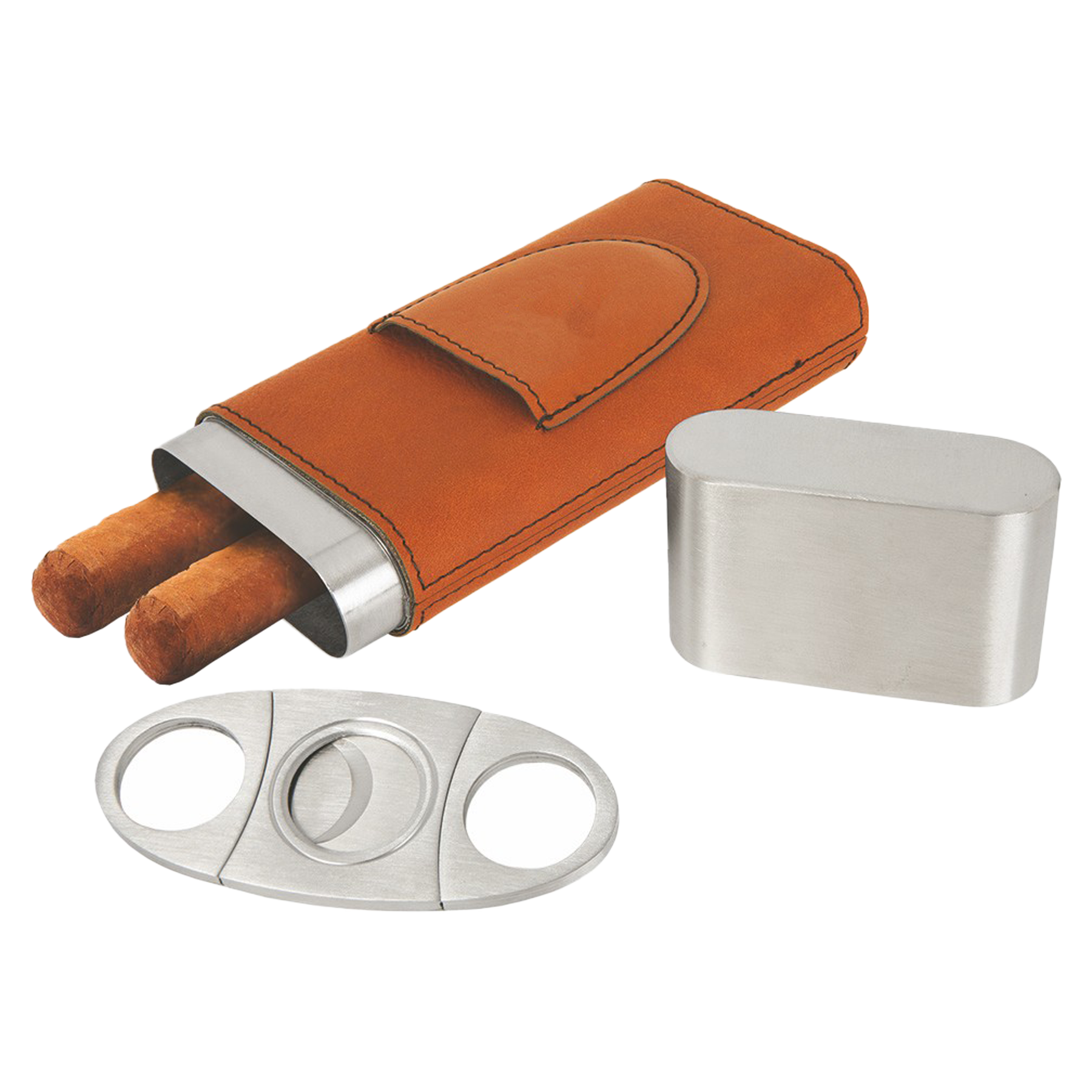 Rawhide Leatherette Cigar Case w/ Cutter 1