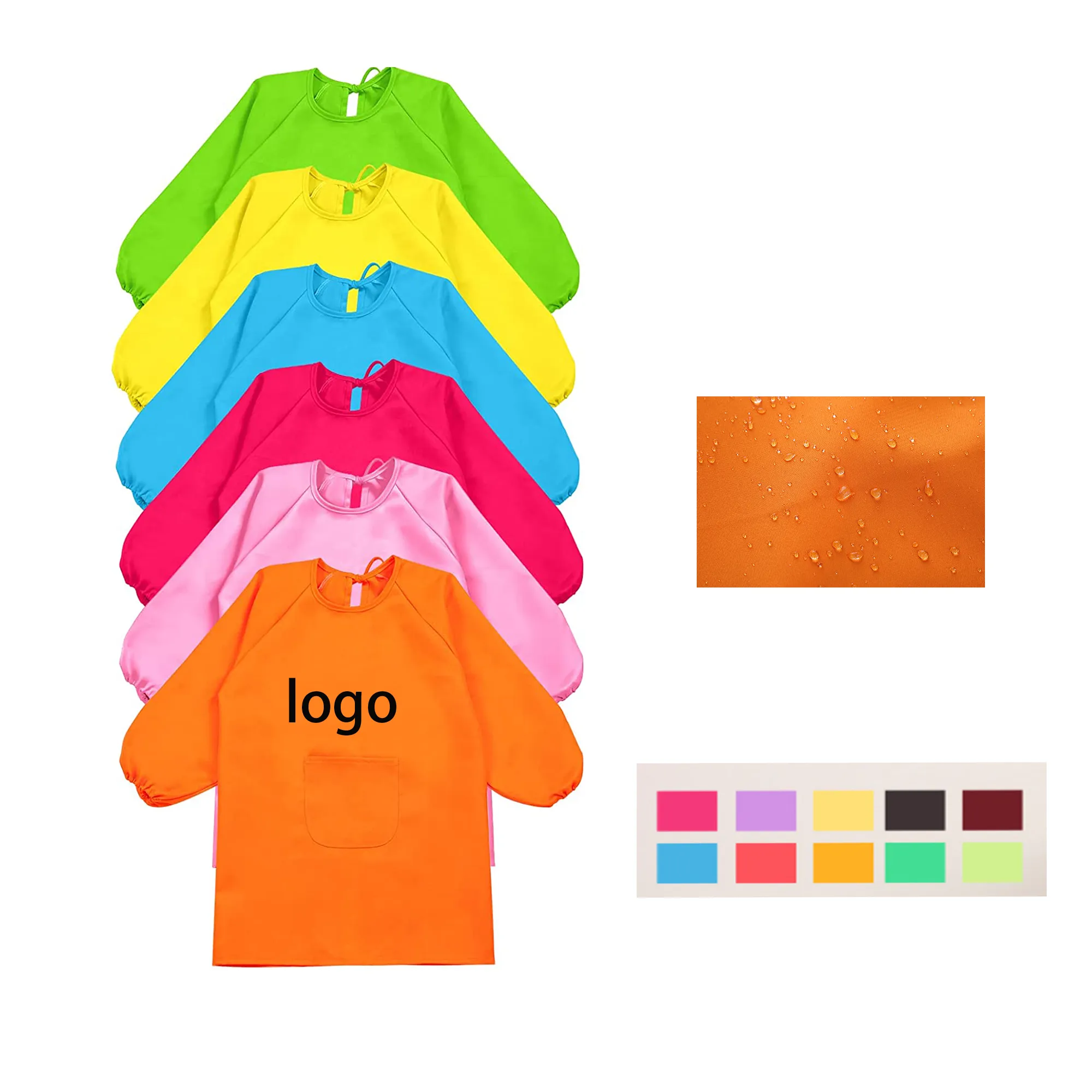 Children's Painting Smock Anti-Fouling Long Sleeve Apron 2