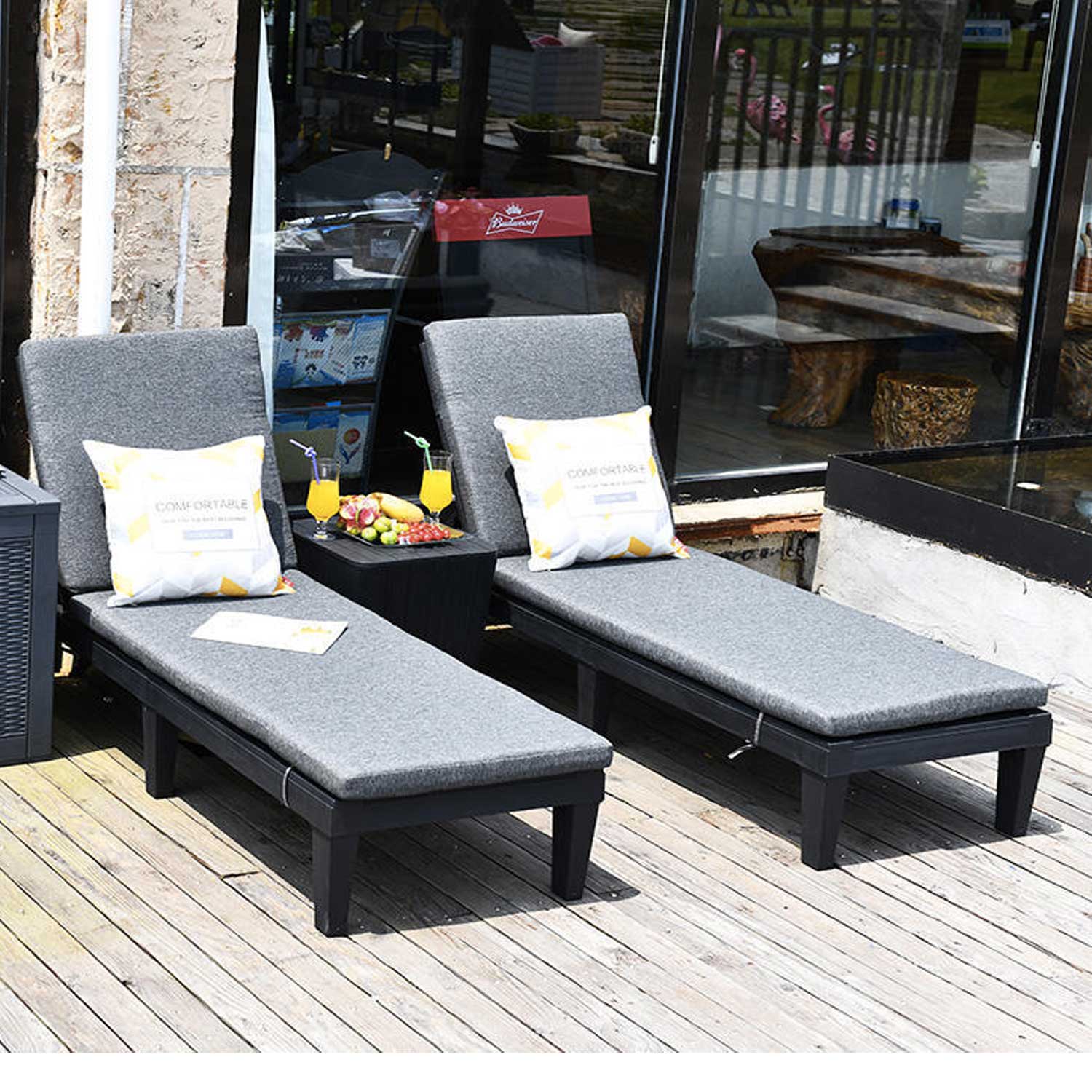 Poolside Sun Lounger – Beach Chair w/ Cushion 4