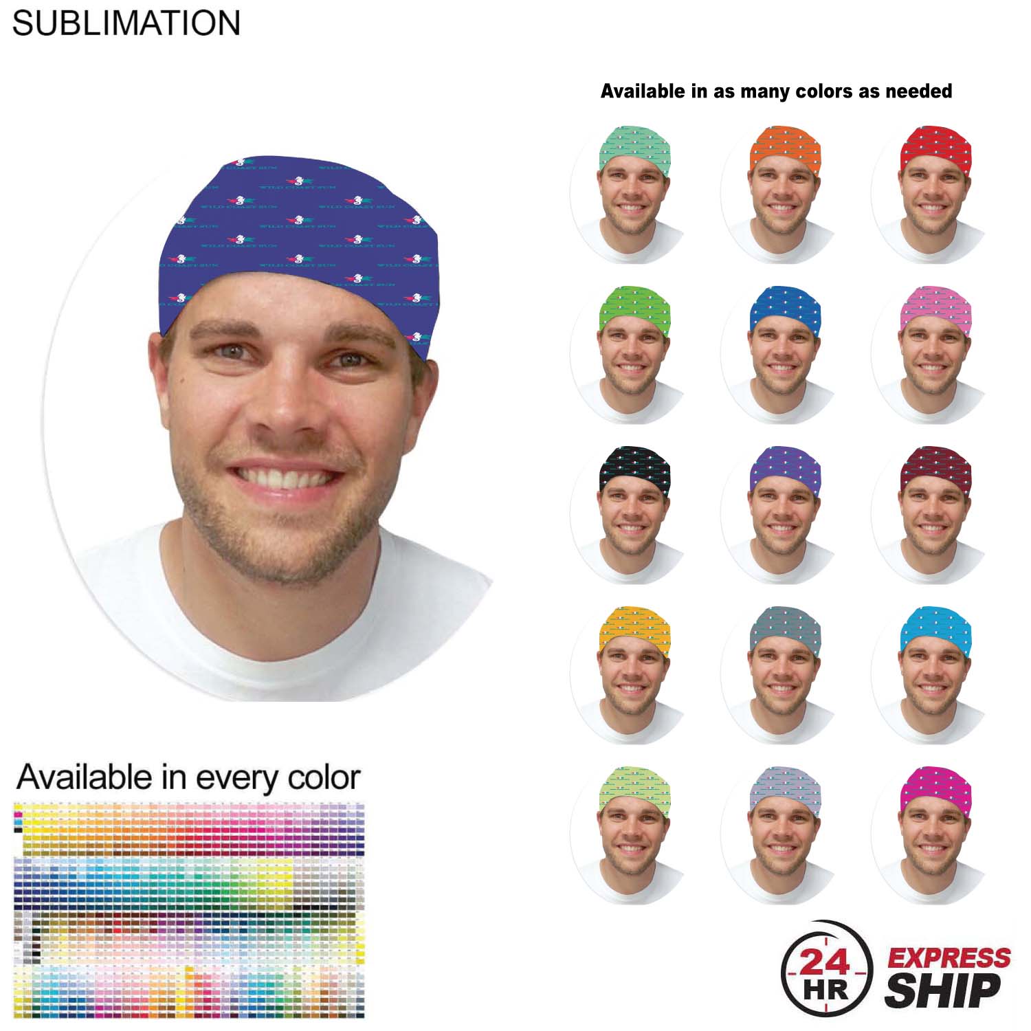 24 Hr Express Ship - Team Building Sublimated Multifunction Tubular Headwear (Fandanna Bandanna) 2
