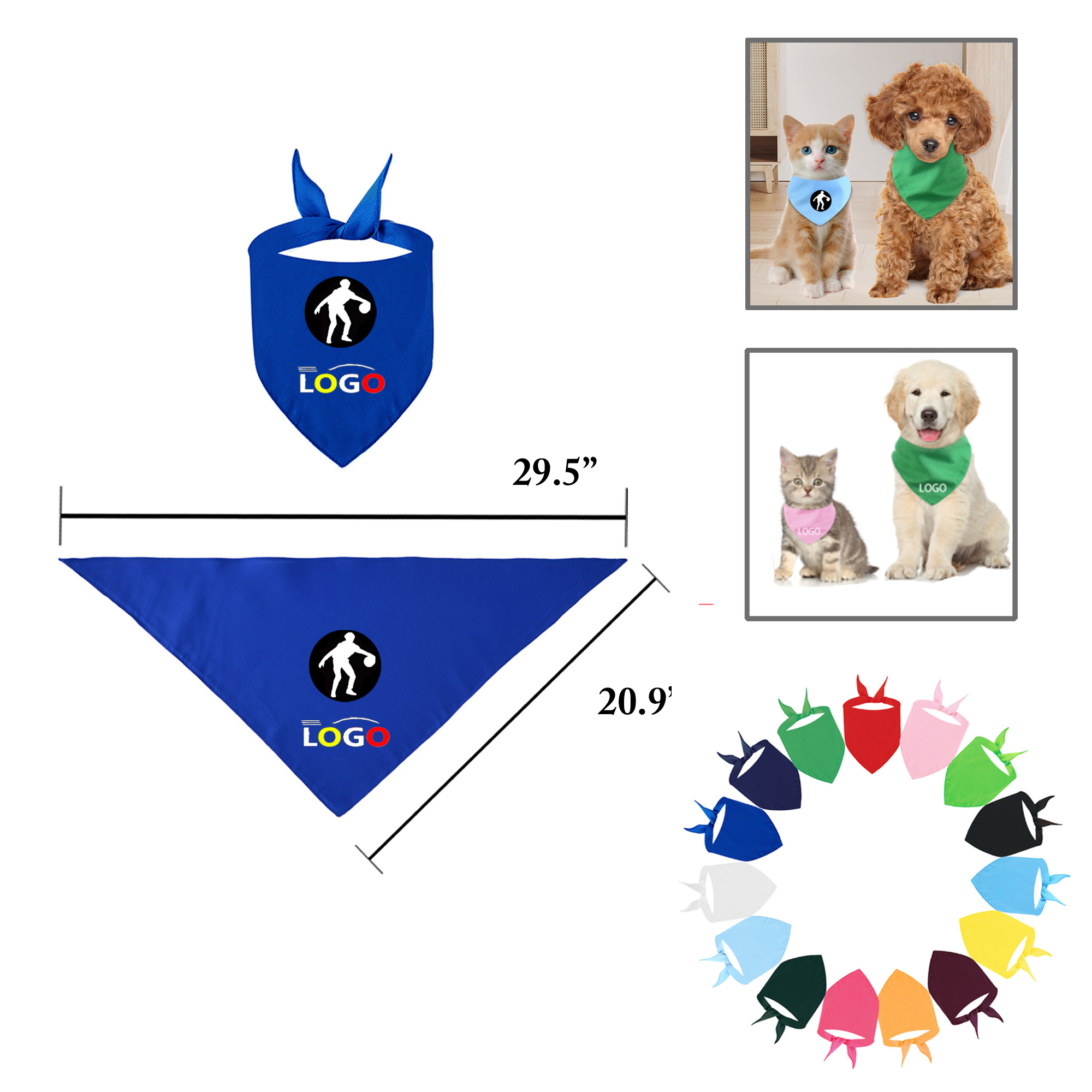 MOQ50 Solid Color Polyester Pet Scarves 10