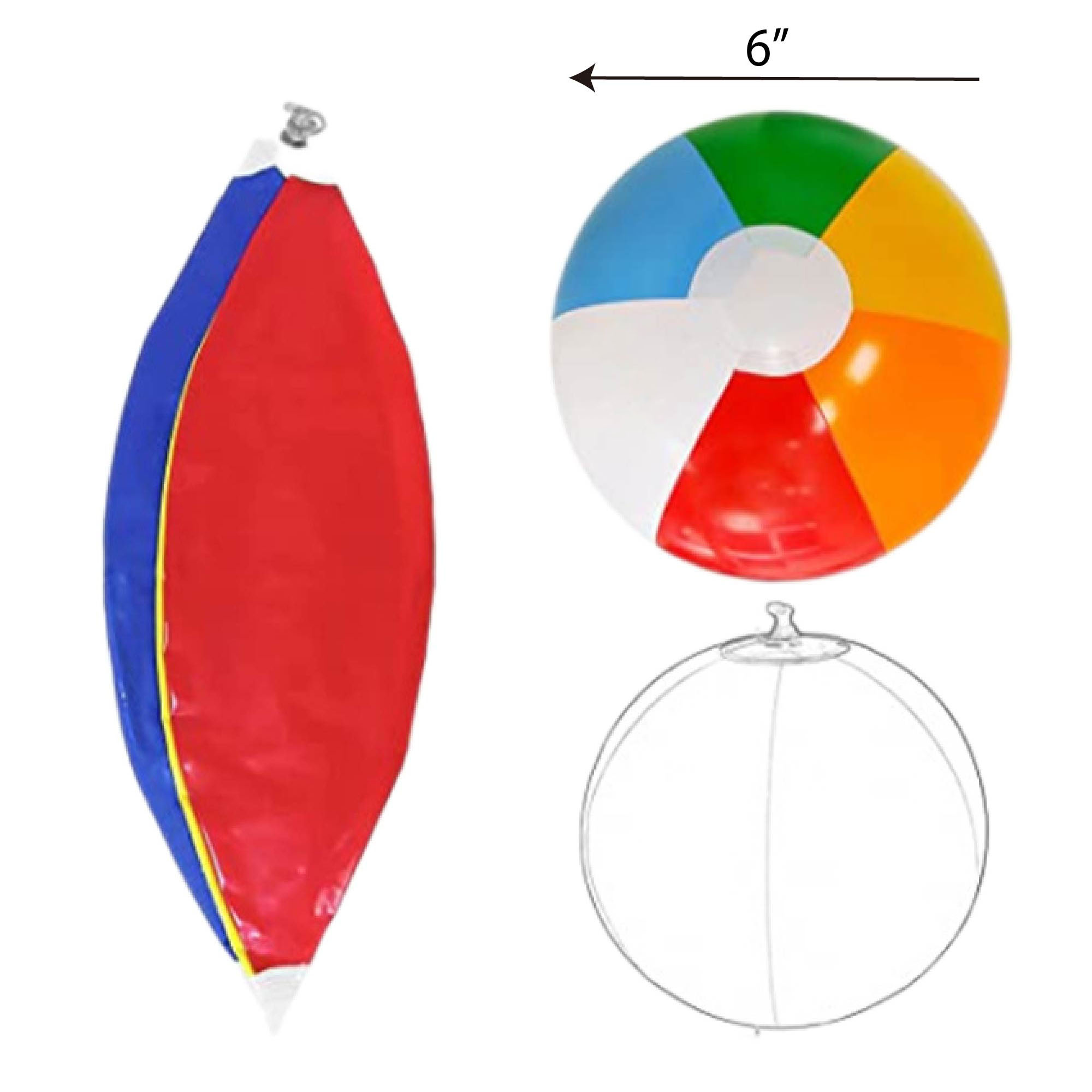 Inflatable Multicolored Beach Ball 6" 1