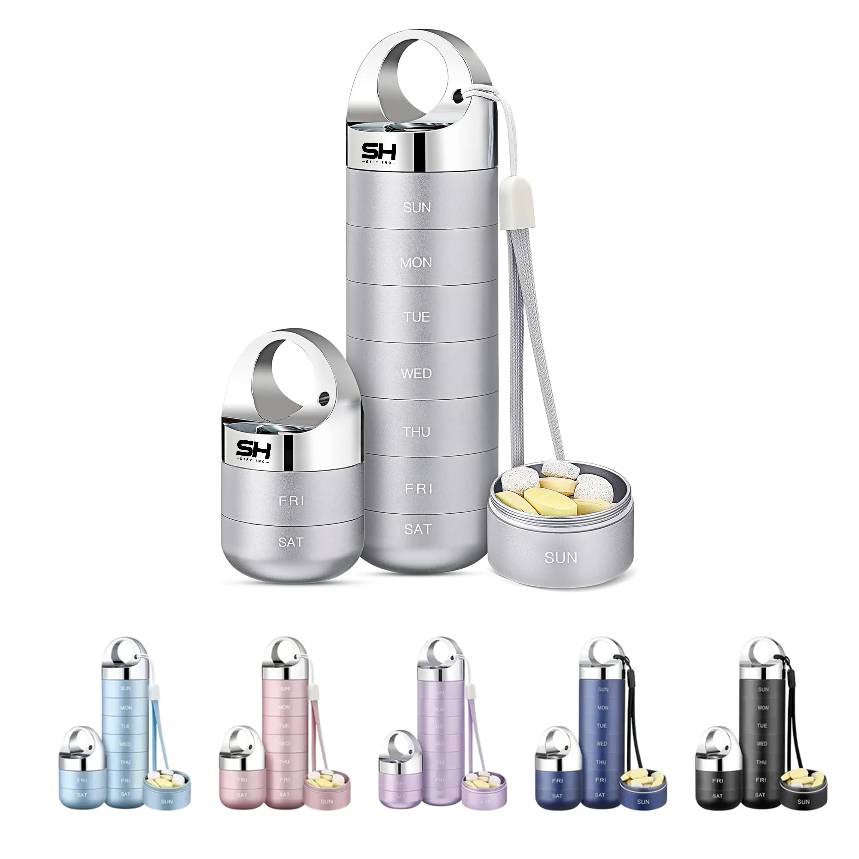 7 Day Aluminum Alloy Pill Box Waterproof Portable Case 3
