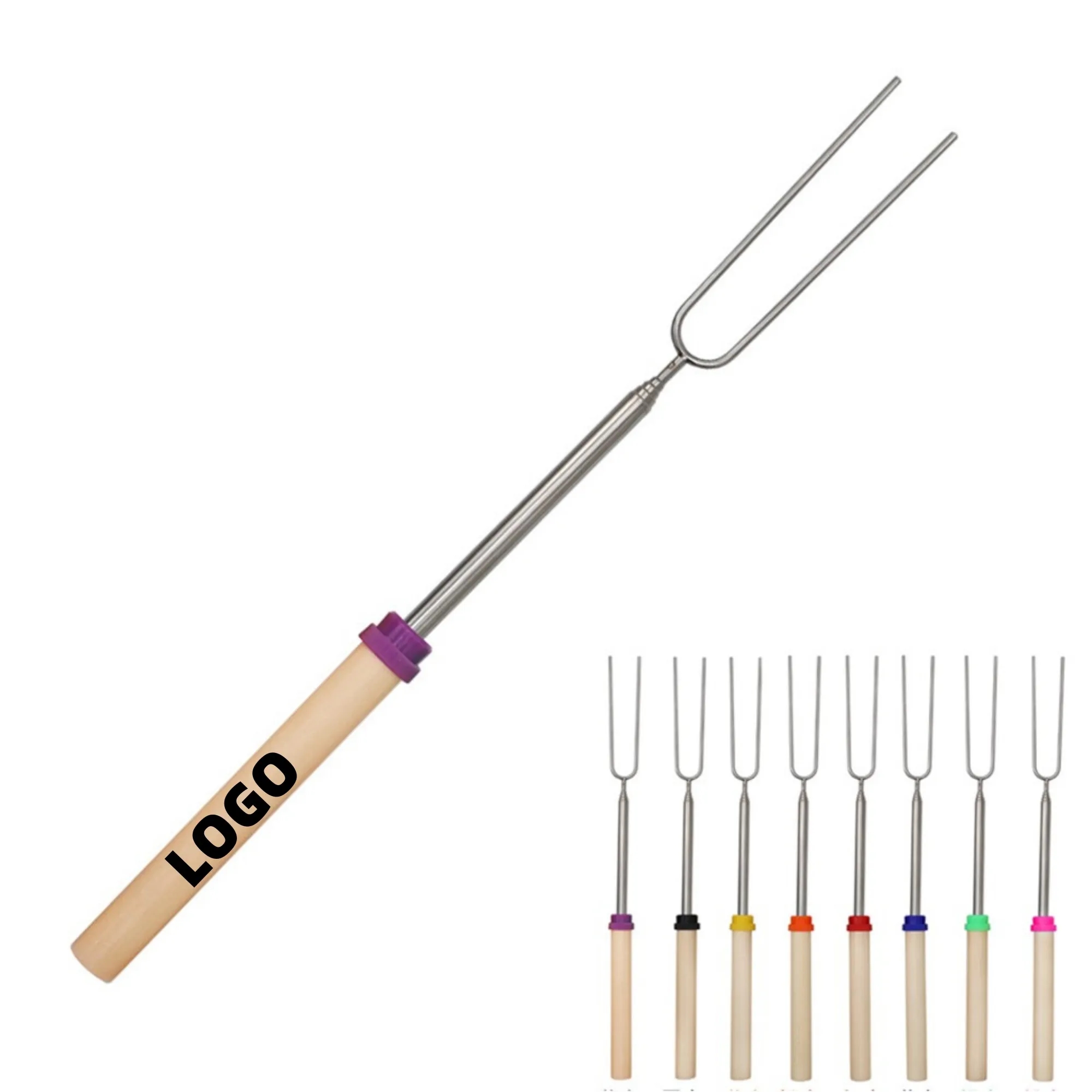 Wood Handle Telescoping Bbq Toasting Fork