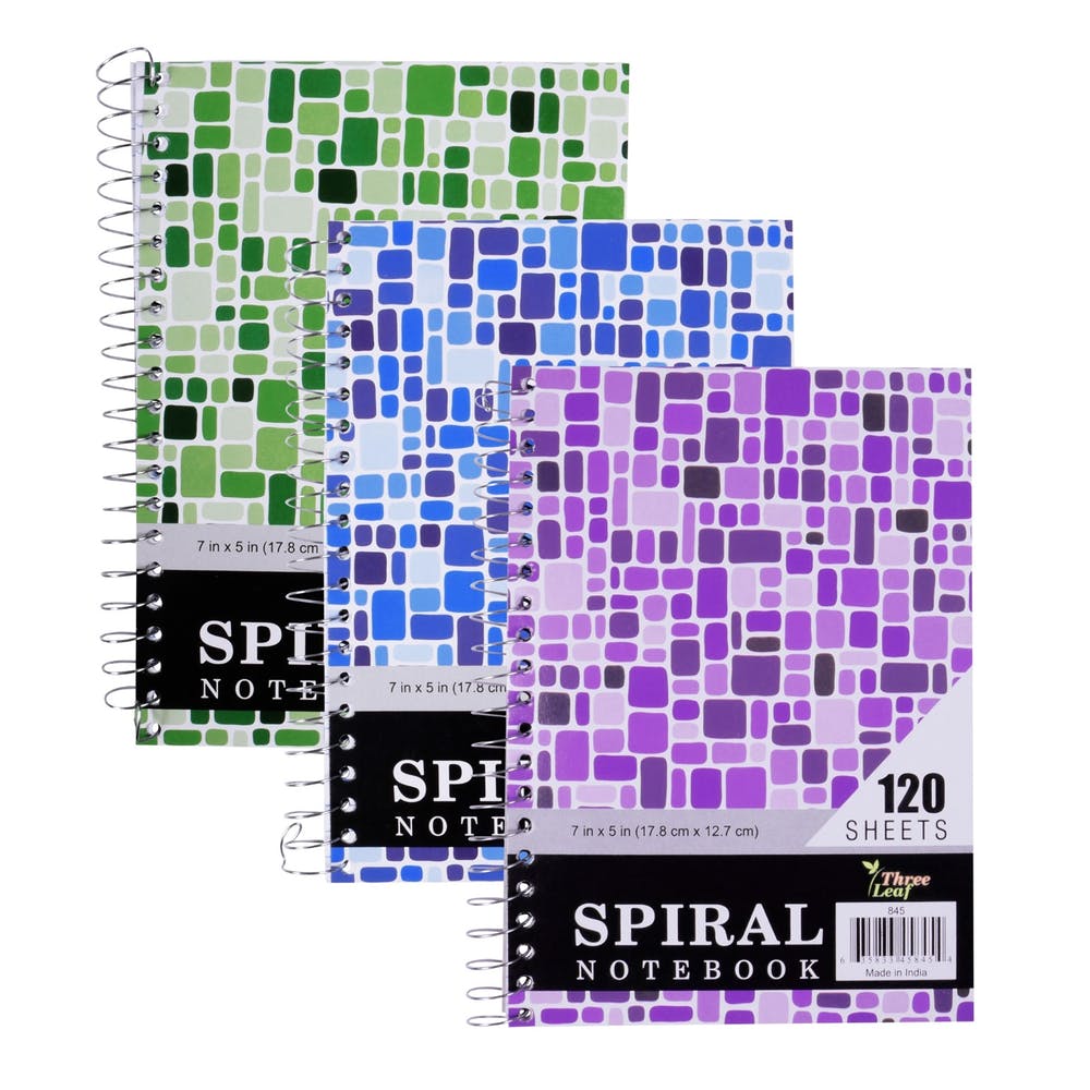 College Ruled Mini Spiral Notebooks - 120 sheets 3 Designs 2
