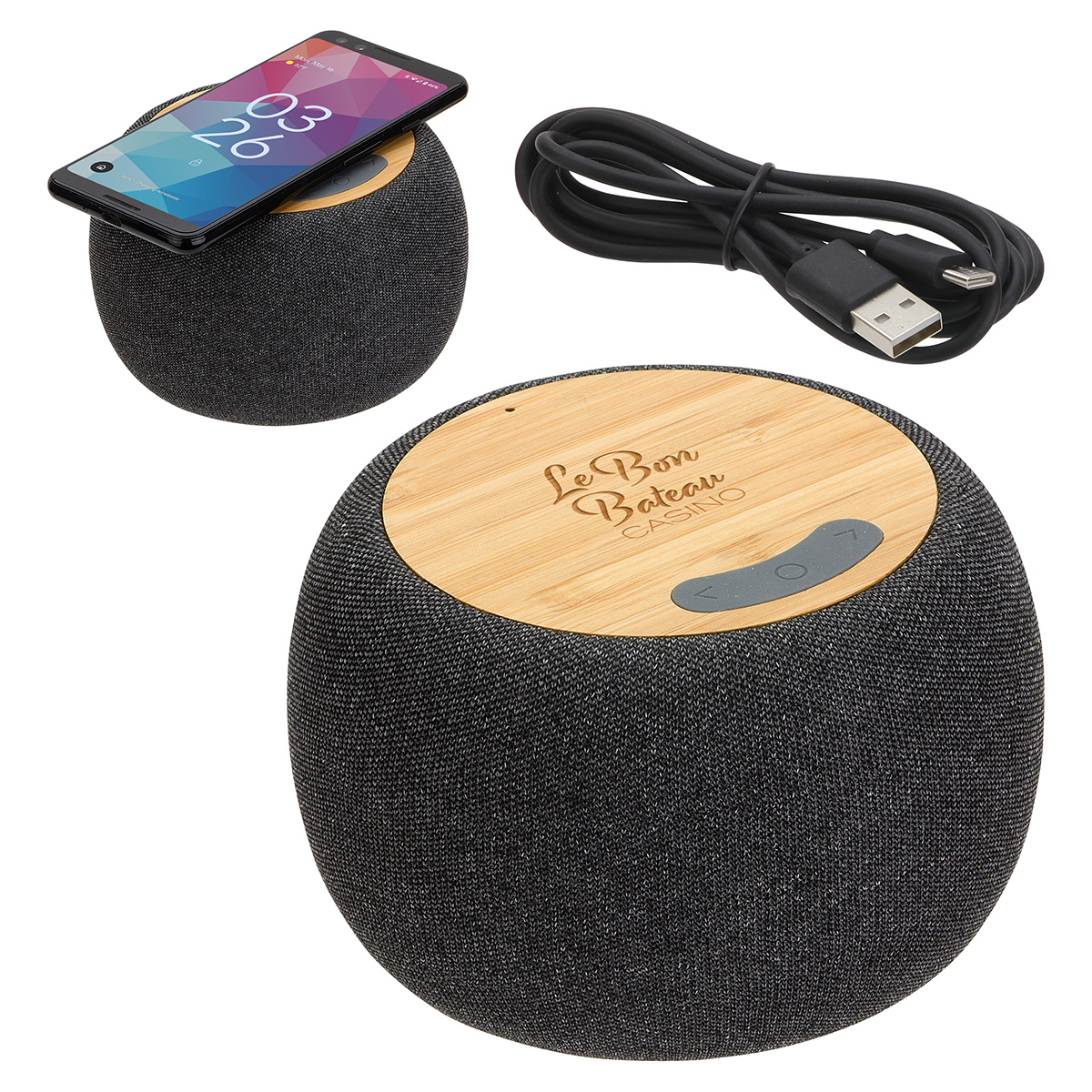 Empire Bamboo Wireless Speaker with 5W Wireless Charger 8