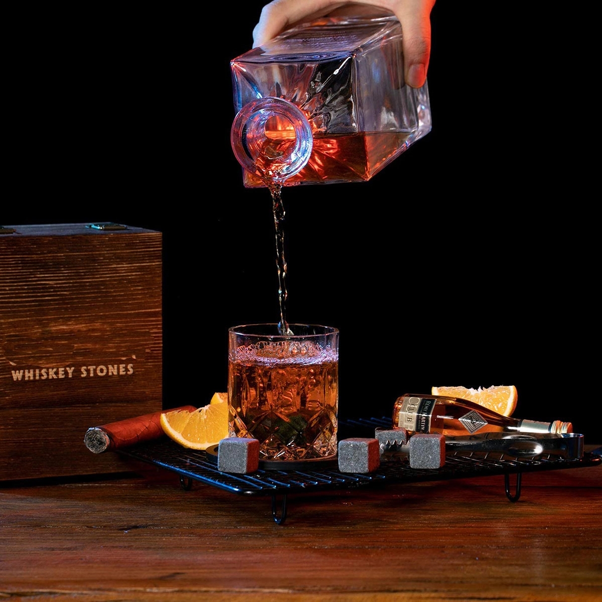 Whiskey Stones And Glass Gift Set 4