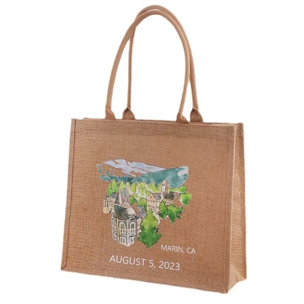 Full color Jute Bags -15.75x14x7.5, custom tote bag with logo imprint 3