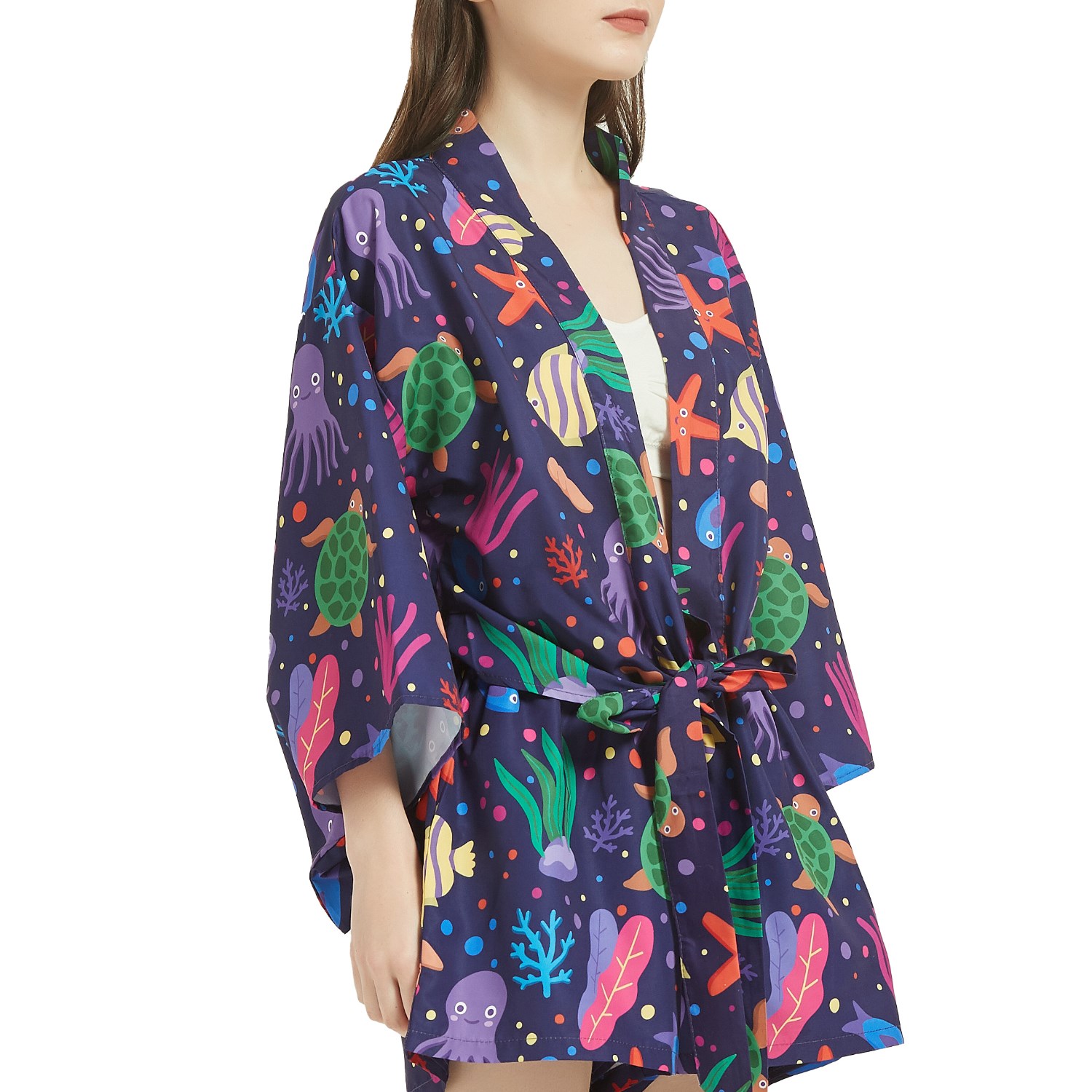 Women's 135 GSM Light 4-Way Stretch Front-Tie Hawaiian Shirts 6