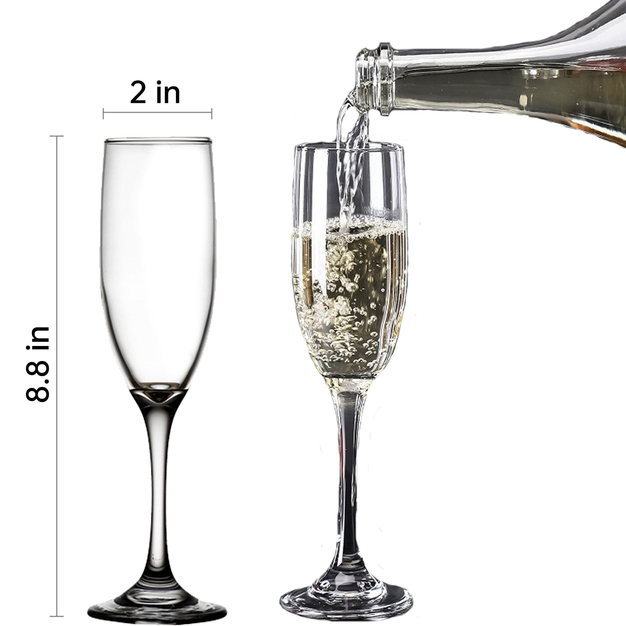 6 Oz Clear Glass Champagne Flutes 4
