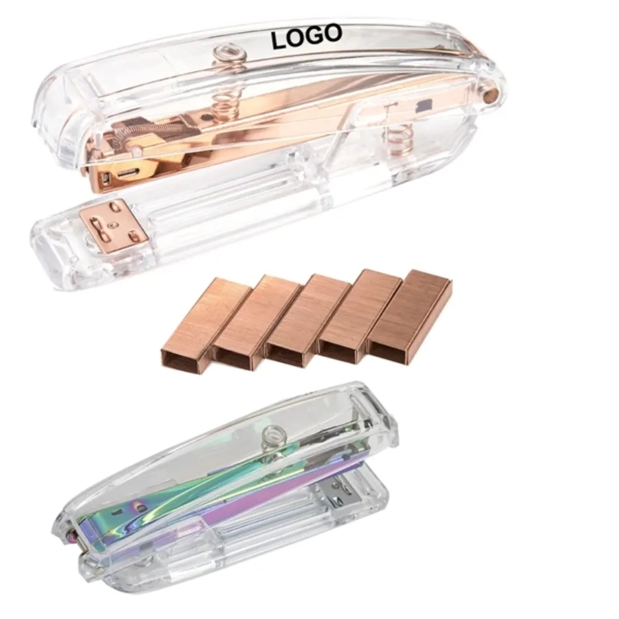 Rose Gold Transparent Desktop Stapler 4