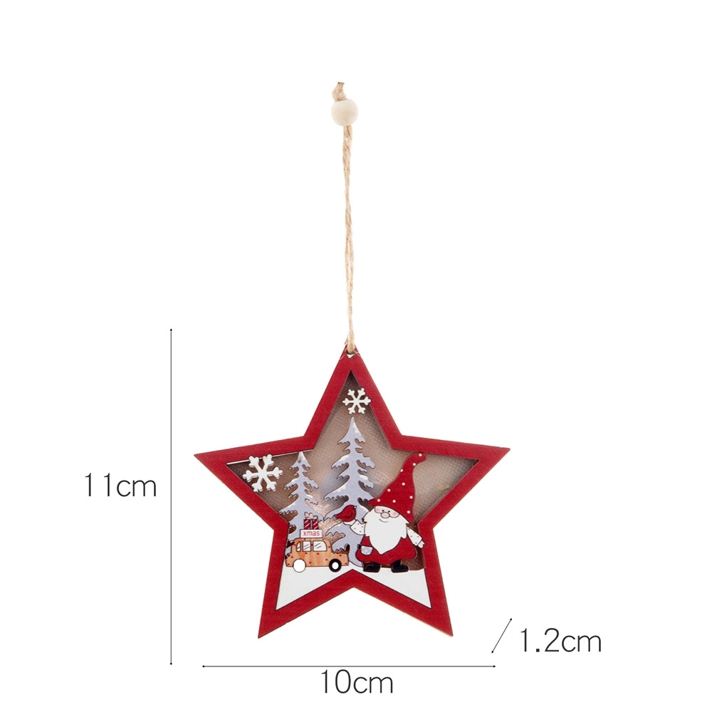 Christmas Wood Cutouts Pendants With Led Lights 3