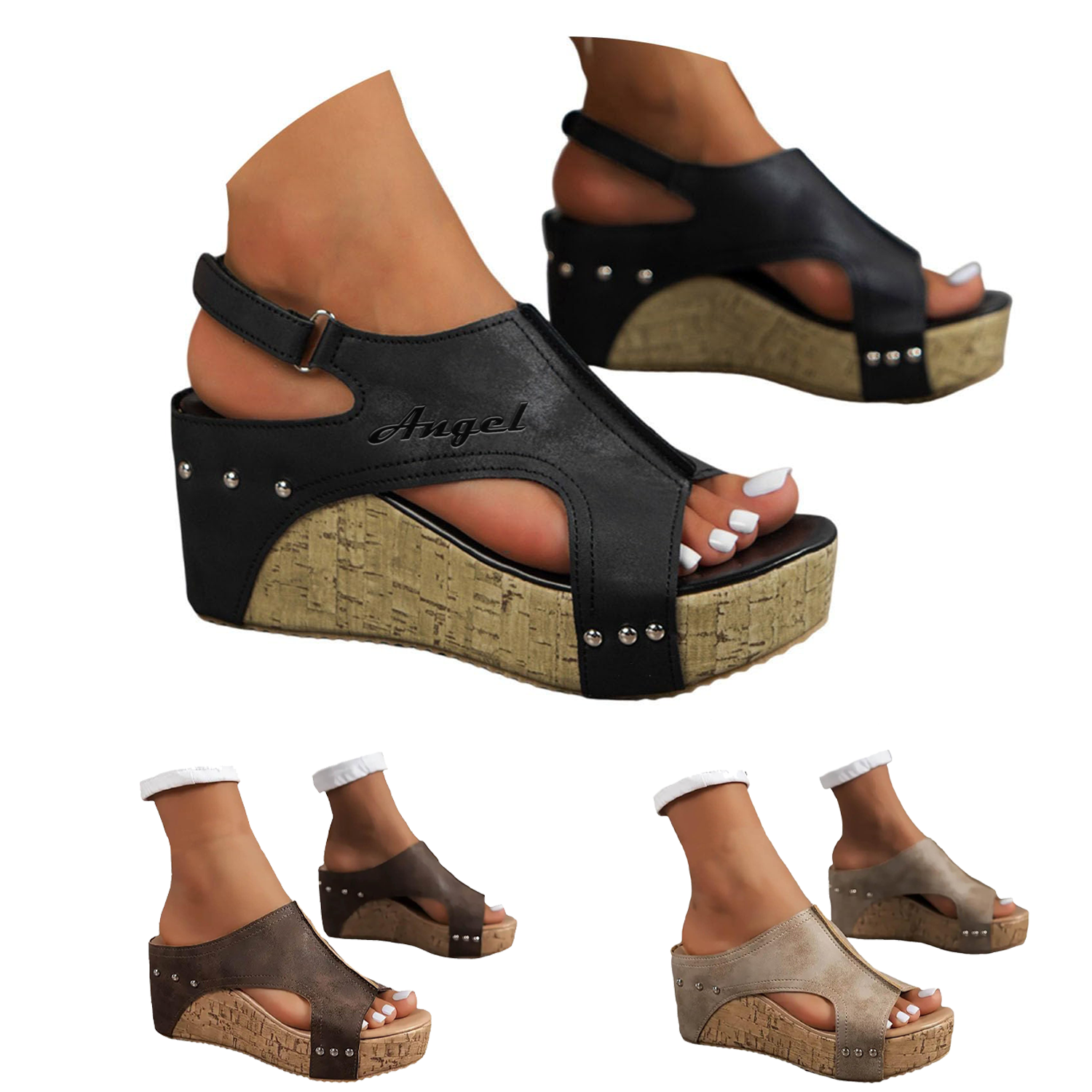 Womens Solid Hue Platform Sandals 2