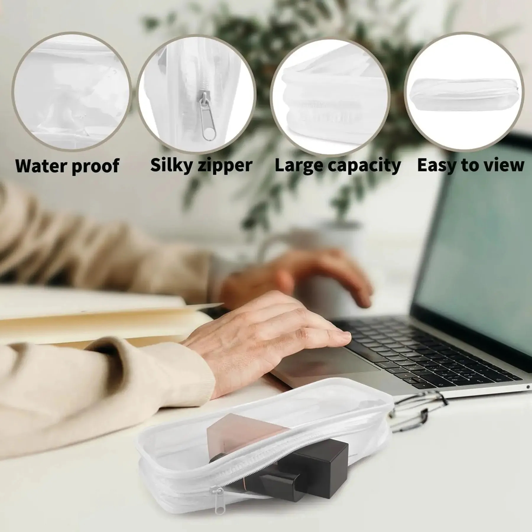 PVC Pencil Bag Zipper Pouch Clear Transparent Waterproof 5