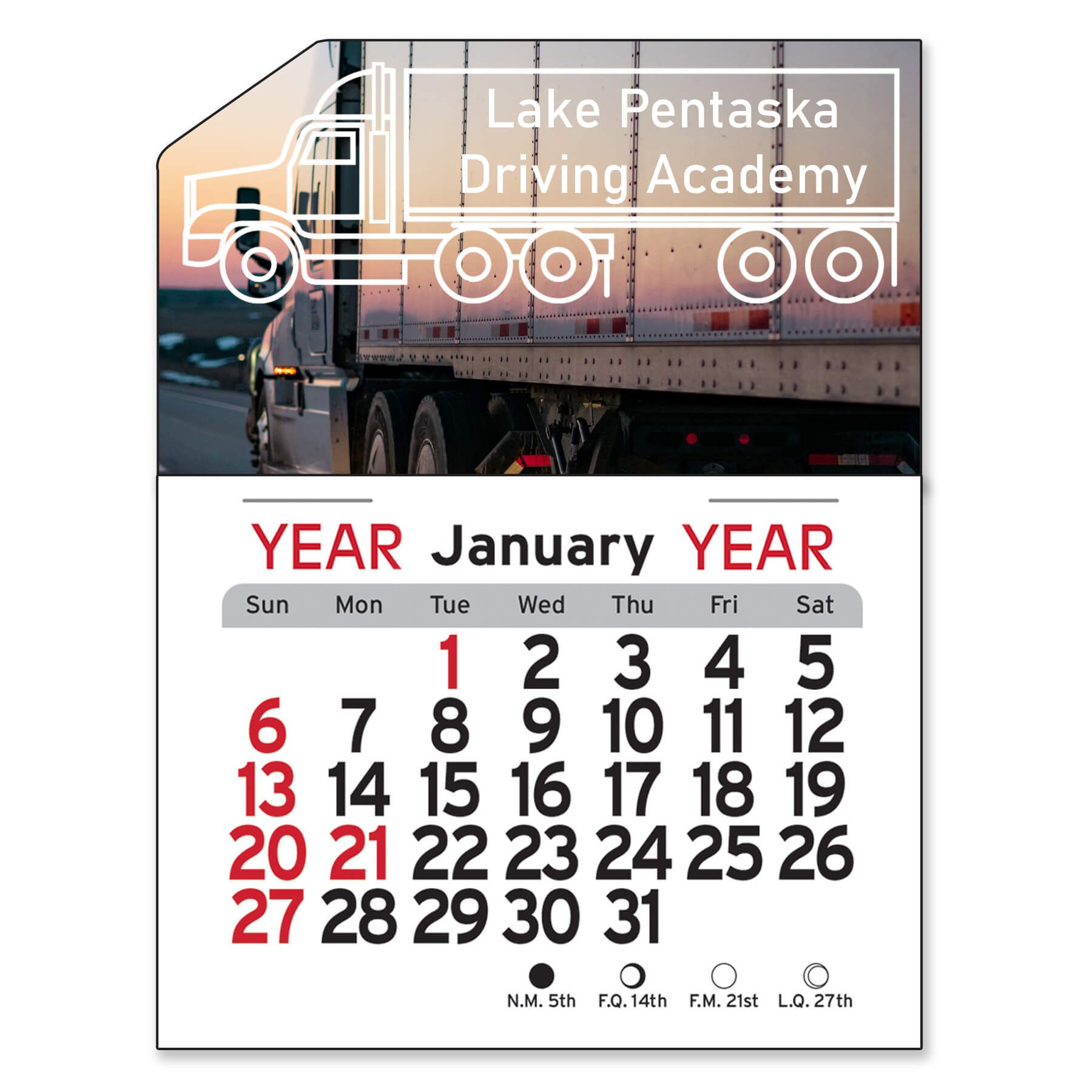 Adhesive Peel-N-Stick® Calendar - Semi-Truck 3