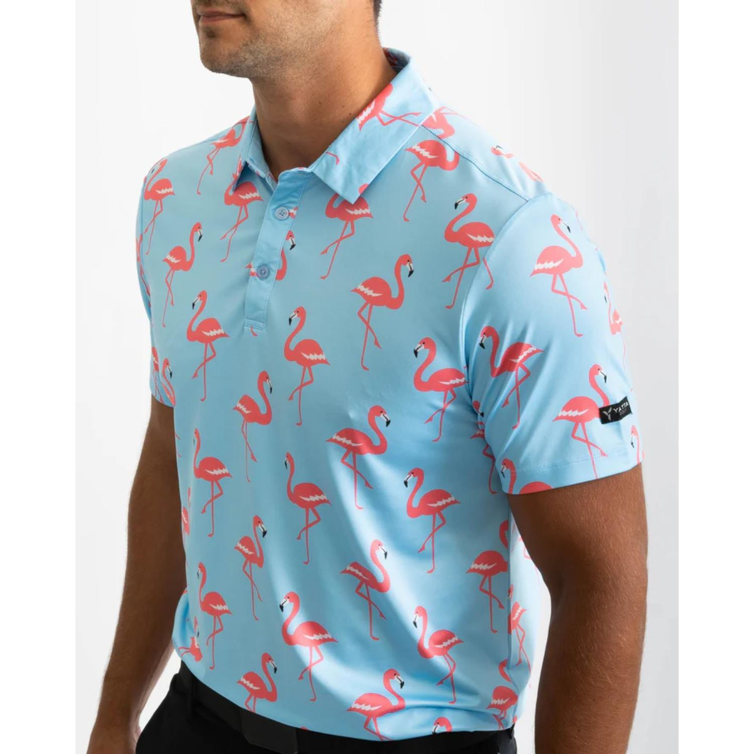 YATTA Golf® - Flamingo men's moisture wicking & Wrinkle free Polo Shirts 1