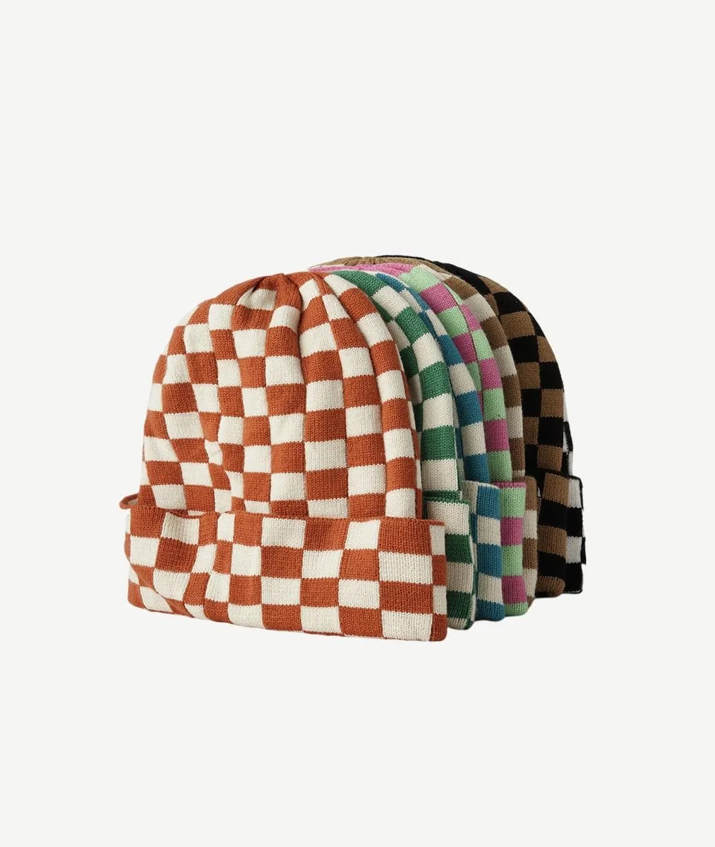 Checkered knit cap 8