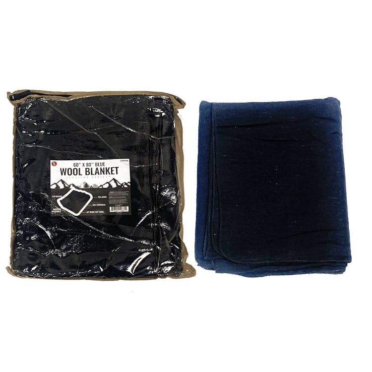 Navy Blue Blanket 70% Wool - 60" x 80" 1