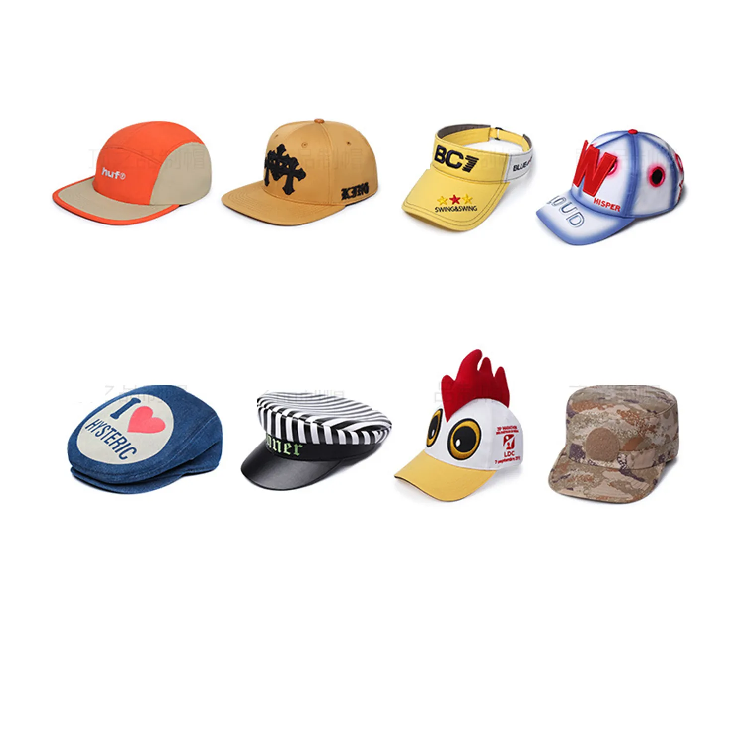 Various styles of hats customized 2