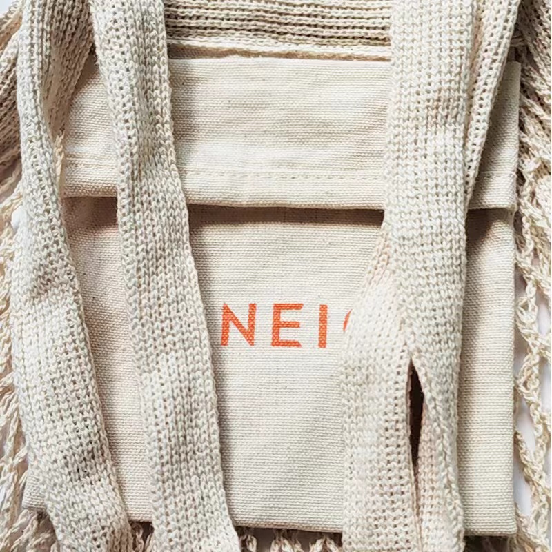 Vegetable Kitchen Cotton Net Bag w/Long Handle String & Pocket 8