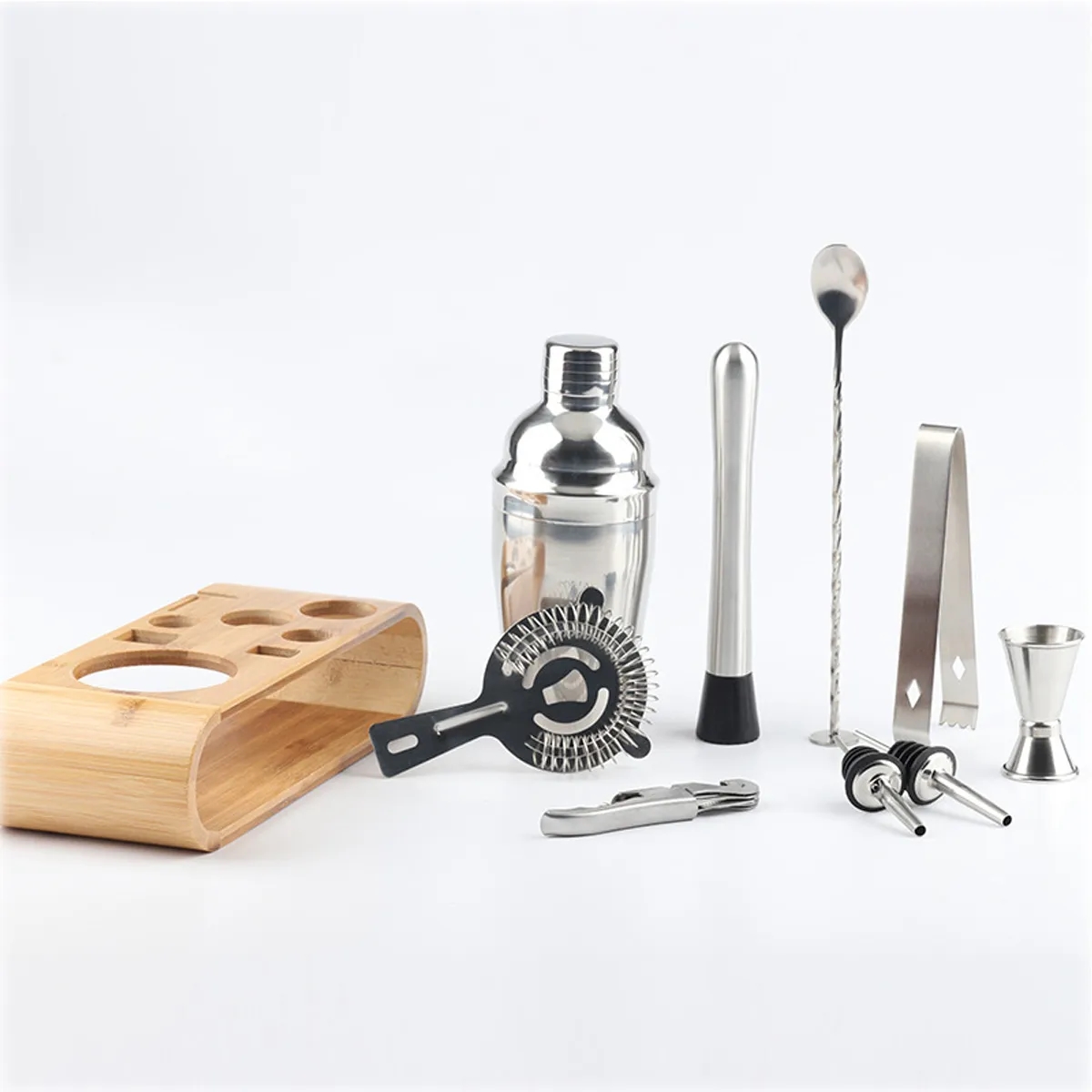 10-Piece bartender Tool with Stand Cocktail Maker Shaker set 3