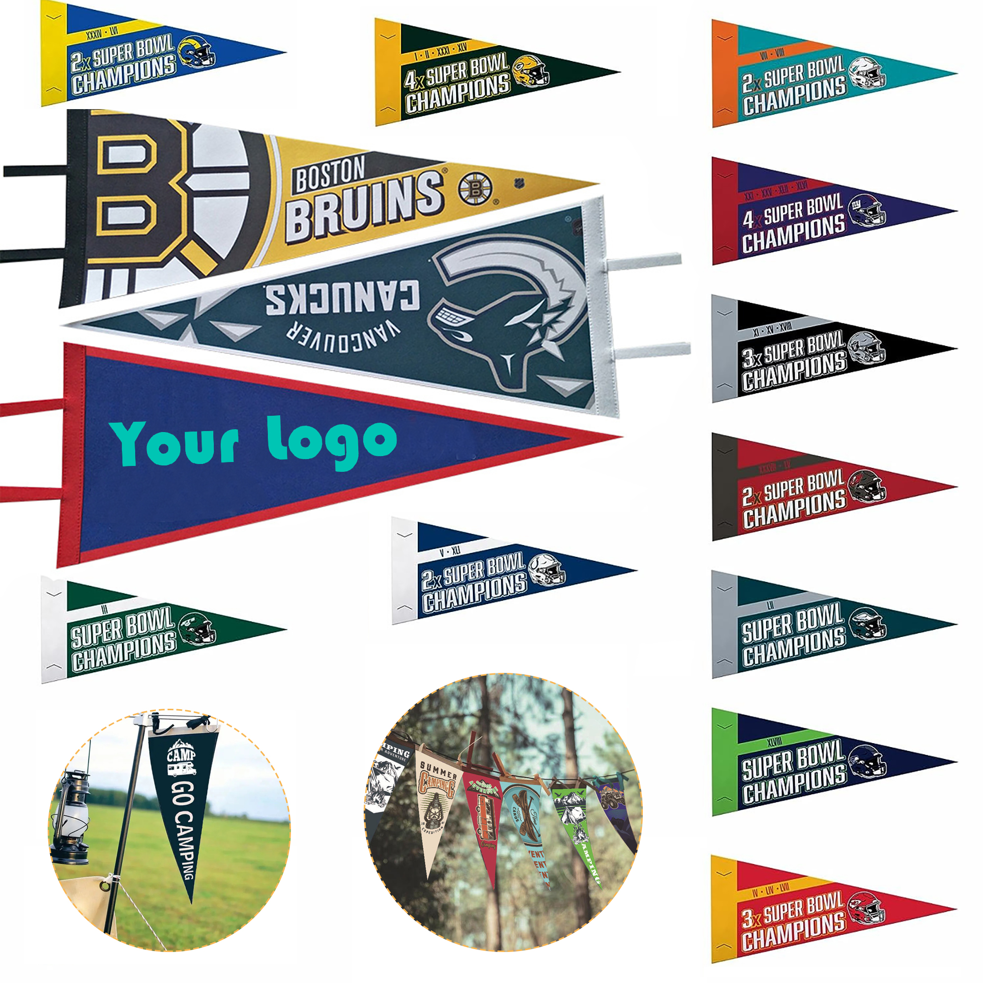 Felt Fabric Triangle Flag Custom Logo 2