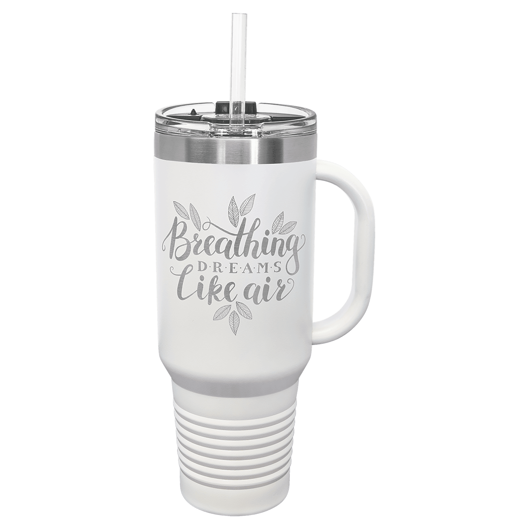 Polar Camel 40 oz. White Travel Mug with Handle, Straw Included 2
