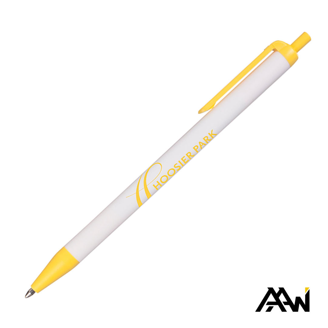 Value Slim Pen w/Glossy White Barrel - Matte Colored Accent 14
