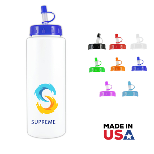 Sports Bottle with Push Spout - Plastic 32 oz 3
