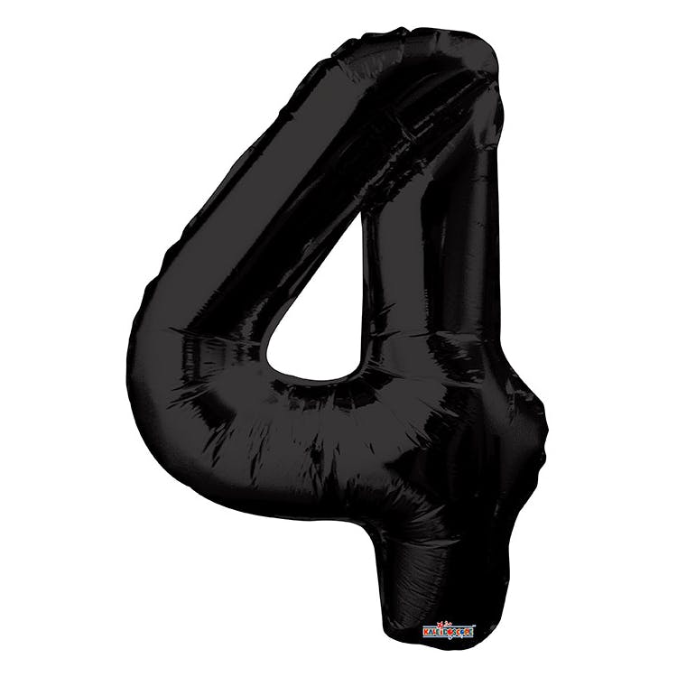 Mylar Number 4 Balloons - Black 34" 2